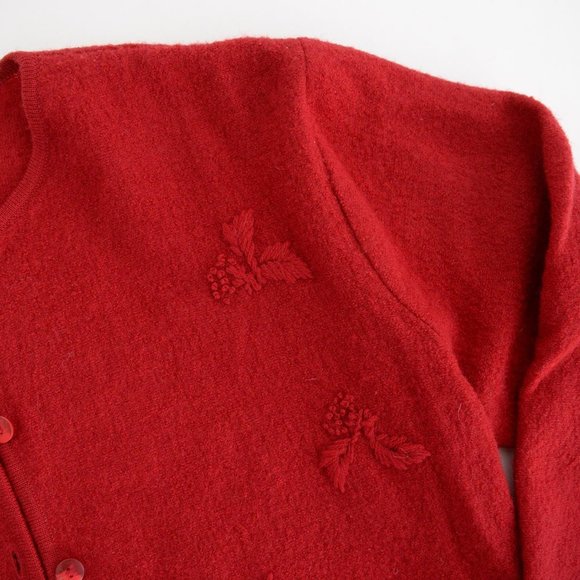 Vintage Tabi Red 100% Wool Button Down Cardigan Size Medium - Picture 11 of 13